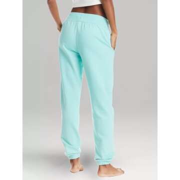 U.S. Polo Assn. Womens Sweatpants, French Terry Lounge Pants with Pockets (Mint Heather, Medium)