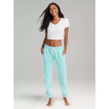 U.S. Polo Assn. Womens Sweatpants, French Terry Lounge Pants with Pockets (Mint Heather, Medium)