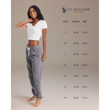 U.S. Polo Assn. Womens Sweatpants, French Terry Lounge Pants with Pockets (Mint Heather, Medium)