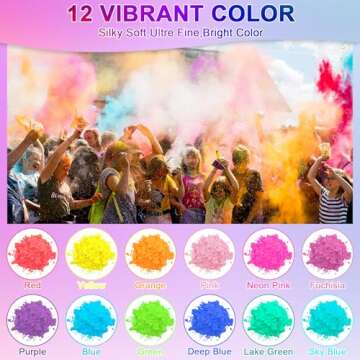 Matio Color Run Powder - 12 Pack of Washable Holi Colors for Unforgettable Celebrations
