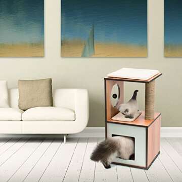 Vesper Walnut Cat Tree - Stylish Play Furniture for Active Cats
