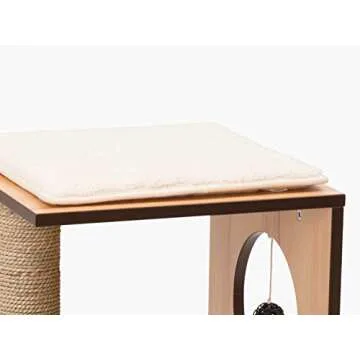 Vesper Cat Tree with Cozy Cube Den and Rattan Ball