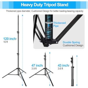 EMART 10 x 10 ft Photo Video Studio Heavy Duty Adjustable Backdrop Support System Kit, Muslin Background Stand with Carry Bag