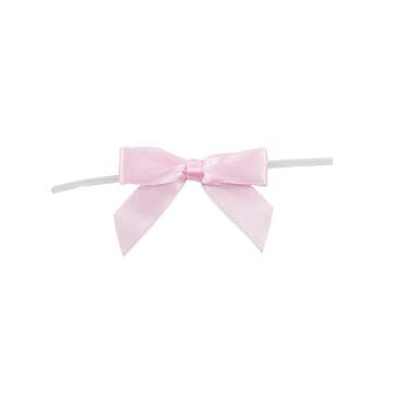 Reliant Ribbon 5171-11703-2X1 Satin Twist Tie Bows - Small Bows, 5/8 Inch X 100 Pieces, Light Pink