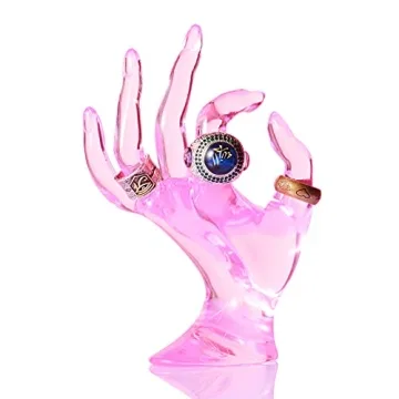 HOMEGOAL Ring Holder, Pink Room Decor, Hand Jewelry Display Holder, Danish Pastel Room Decor, Preppy Decor, Mannequin Hand, Polyresin, 7 Inch (Pink)