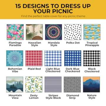 RNOONY 6ft Polyester Picnic Table Cover with Bench Covers and Carrying Bag, Elastic Fitted Tablecloth, Windproof, Waterproof for Camping RV Gear Camper Must Haves 72x30 4Pcs Lemon Design