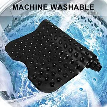YINENN Bath and Shower Safety Mats 40x16 inch, Non Slip with Suction Cups for Bathroom Stall and Tub Floor, Extra Large and Machine Washable, Drain Holes Keep Bathtub Clean, Black