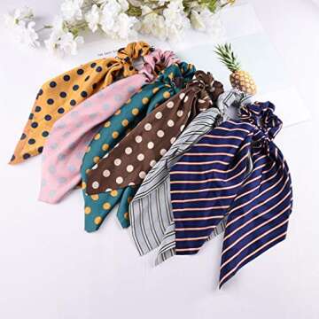 6Pcs Hair Scrunchies Satin Silk Elastic Hair Bands Hair, MultiColor, Size 6.0