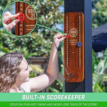 GoSports Hook 21 Ceiling Mount Ring Swing Game - Fun for All Ages