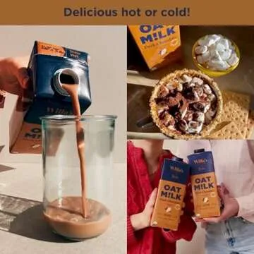 Willa's Organic Oat Milk - Chocolate Oat Milk, Shelf Stable Milk, Organic Non GMO Oat Milk Unsweetened, Low Sugar Oatmilk (1g), Non Dairy Milk Made from Whole Grain Oats, 32 Oz - Pack of 1