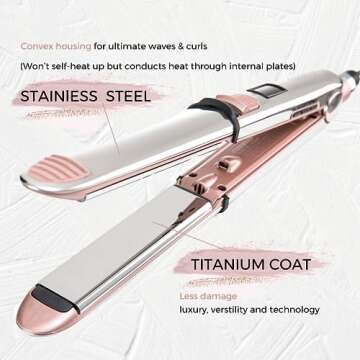 Rozamor Professional Flat Iron Hair Straightener, Titanium Ionic Hair Straightening, Fast Heating Ha...