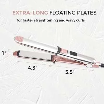Rozamor Professional Flat Iron Hair Straightener, Titanium Ionic Hair Straightening, Fast Heating Hair Tools, Pink 2 in 1 Dual Voltage Hair Straightener Curler for All Hairstyles