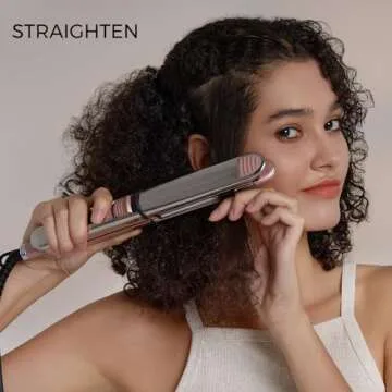 Rozamor Professional Flat Iron Hair Straightener, Titanium Ionic Hair Straightening, Fast Heating Hair Tools, Pink 2 in 1 Dual Voltage Hair Straightener Curler for All Hairstyles