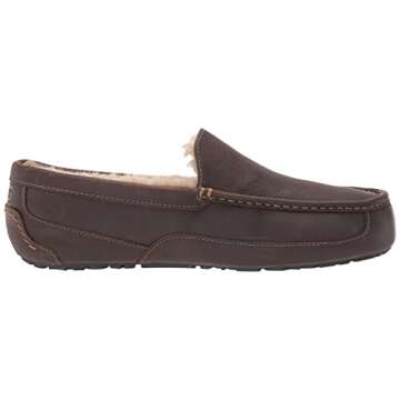 UGG Men's Ascot Slipper, Tan Leather, 10