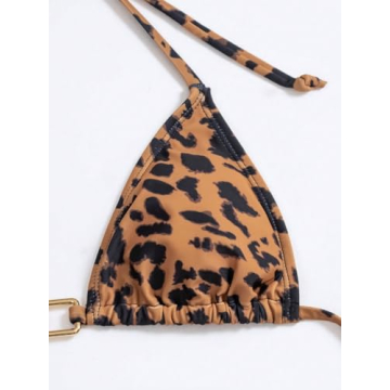COZYEASE Leopard Print Adjustable Bikini Set for Women