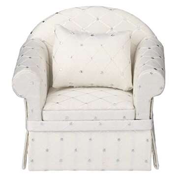 Dollhouse Sofa Armchair Upholstered, Miniature Living Room Furniture Chair, Fabric, Accessories for ...