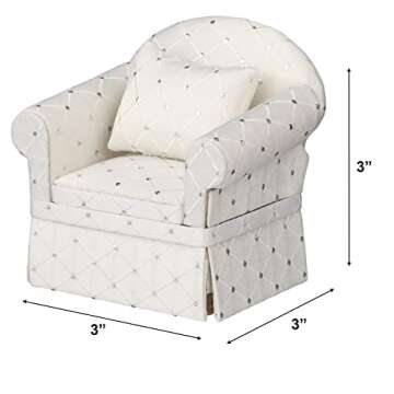 Dollhouse Sofa Armchair Upholstered, Miniature Living Room Furniture Chair, Fabric, Accessories for 6 inch Dolls, 1/12 Scale