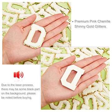 26 Pieces Glitters Patches Iron on Letters Chenille A-Z Patches Decorative Repair Embroidered Patches Personalized Sew On Patches for Clothing Repairing Hats Shirts Shoes Jeans Bags(Gold, White)