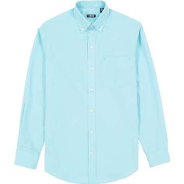IZOD Men's Performance Comfort Long sleeve Solid Button Down Shirt, Blue Radiance, Small