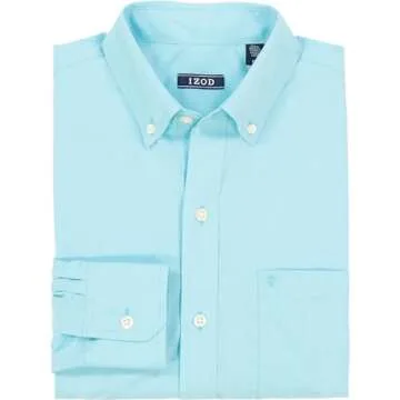 IZOD Men's Performance Comfort Long sleeve Solid Button Down Shirt, Blue Radiance, Small