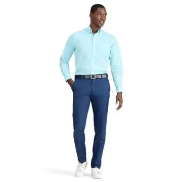 IZOD Men's Performance Comfort Long sleeve Solid Button Down Shirt, Blue Radiance, Small