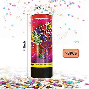 8 PCS Confetti Poppers Cannons for Wedding Birthday Graduation Baby Shower Fun Party Supplies Decora...