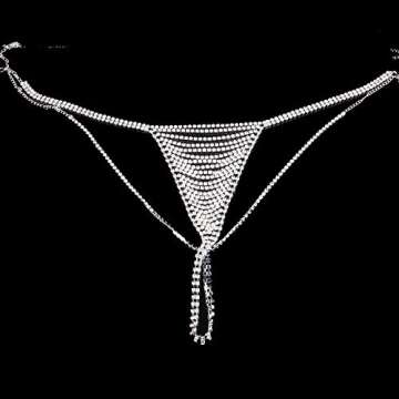 Sexy Rhinstone Underwear Thong Panties Crystal Body Chain Jewelry Bikini Crystal Belly Waist Body Chain For Women