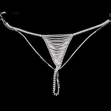 Sexy Rhinstone Underwear Thong Panties Crystal Body Chain Jewelry Bikini Crystal Belly Waist Body Chain For Women