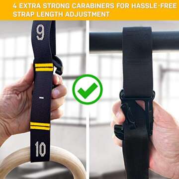 Double Circle Wood Gymnastics Rings with Quick Adjust Numbered Straps and Exercise Videos Guide - Full Body Workout Rings, Calisthenics, Home Gym