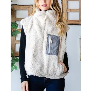 QIBABU Women’s Cozy Fleece Vest with Pockets and Zip