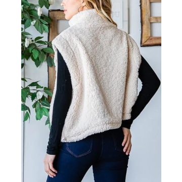 QIBABU Women’s Cozy Fleece Vest with Pockets and Zip