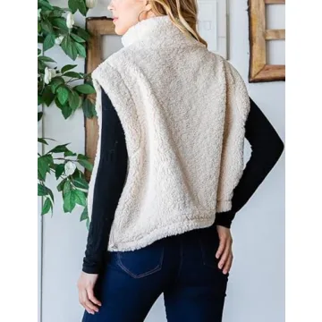 QIBABU Women’s Cozy Fleece Vest with Pockets and Zip