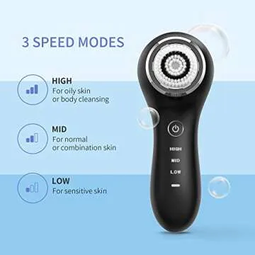 COSBEAUTY Face Scrubber Exfoliator Sonic Facial Cleansing Brush with 5 Interchangeable Brush Head,Face Brush Cleanser for Men IPX7 Waterproof,Wireless Rechargeable for Massaging,Deep Cleansing(Black)