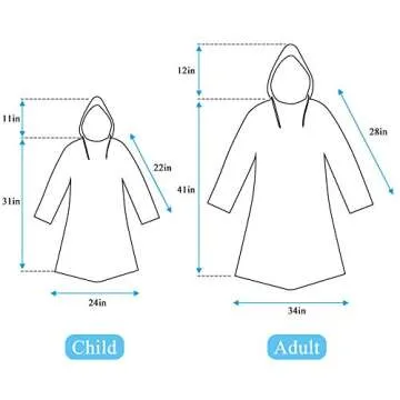 GINMIC Disposable Emergency Rain Ponchos for Kids and Adults, Family Pack with 12pack, 4color