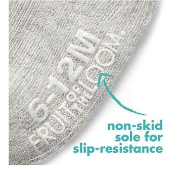 Fruit of the Loom Baby 6-Pack All Weather Crew-Length Socks, Mesh & Thermal Stretch - Unisex, Girls, Boys (6-12 Months, Grey)