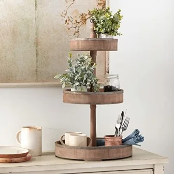 Decorative Wood & Tin 3 Tier Tray for Elegant Displays