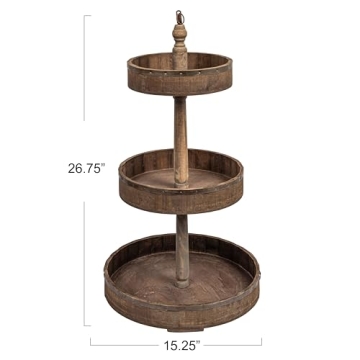 Decorative Wood & Tin 3 Tier Tray for Elegant Displays