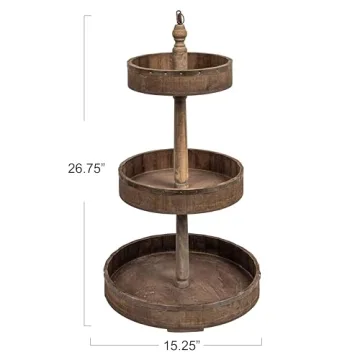 Decorative Wood & Tin 3 Tier Tray for Elegant Displays