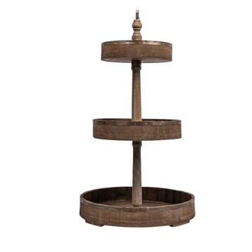 Decorative Wood & Tin 3 Tier Tray for Elegant Displays