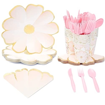 Floral 144-Piece Party Supplies Set for 24 Guests