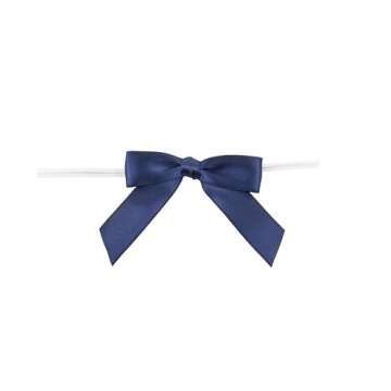 Reliant Ribbon 5171-05503-2X1 Satin Twist Tie Bows - Small Bows, 5/8 Inch X 100 Pieces, Navy
