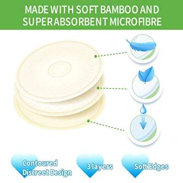 Haakaa All-Day Reusable Nursing Pad Set 8P -Washable Absorbent Bamboo Breast Pad - Perfect Leakproof Nipple Covers for Ladybug Letdown Catcher Pump & Postpartum Breastfeeding Mom w/Laundry Bag
