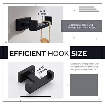 Angle Simple Double Towel Hook Matte Black Stainless Steel