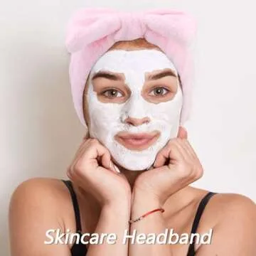 VELSCRUN 5 Pcs Pink Puffy Sponge Spa Headband Set