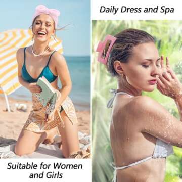 VELSCRUN 5 Pcs Pink Puffy Sponge Spa Headband Set