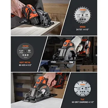 4-1/2 inch Cordless Circular Saw with 3 Blades and Battery