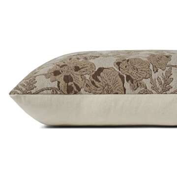 Chris Loves Julia x Loloi Matilda Collection PCJ0008 Beige / Mocha 18'' x 18'' Pillow