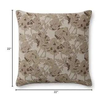Chris Loves Julia x Loloi Matilda Collection PCJ0008 Beige / Mocha 18'' x 18'' Pillow
