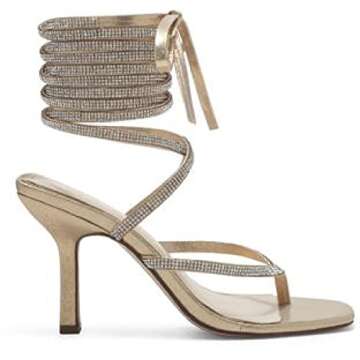 Jessica Simpson Women's Kelsa Wrap Around Heeled Sandal, Gold, 8.5