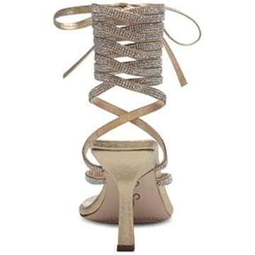 Jessica Simpson Women's Kelsa Wrap Around Heeled Sandal, Gold, 8.5